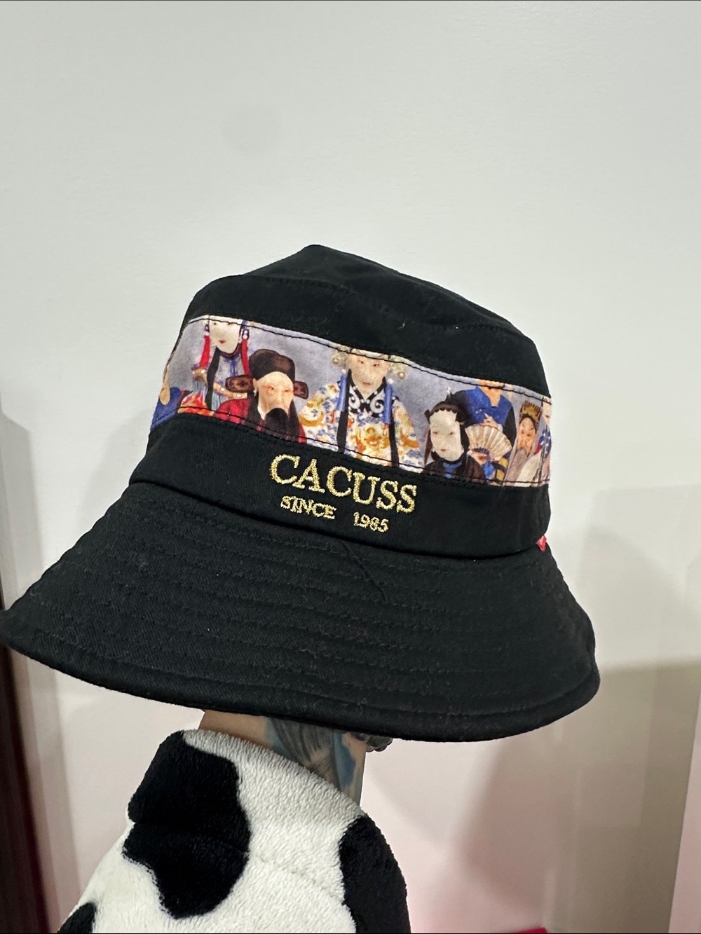 Kids Black Bucket Hat with Colorful Character Band
